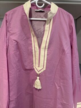 Tory Burch Pink Tunic with Ivory Trim
